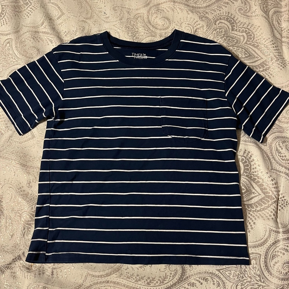 Navy and white striped boyfriend tee